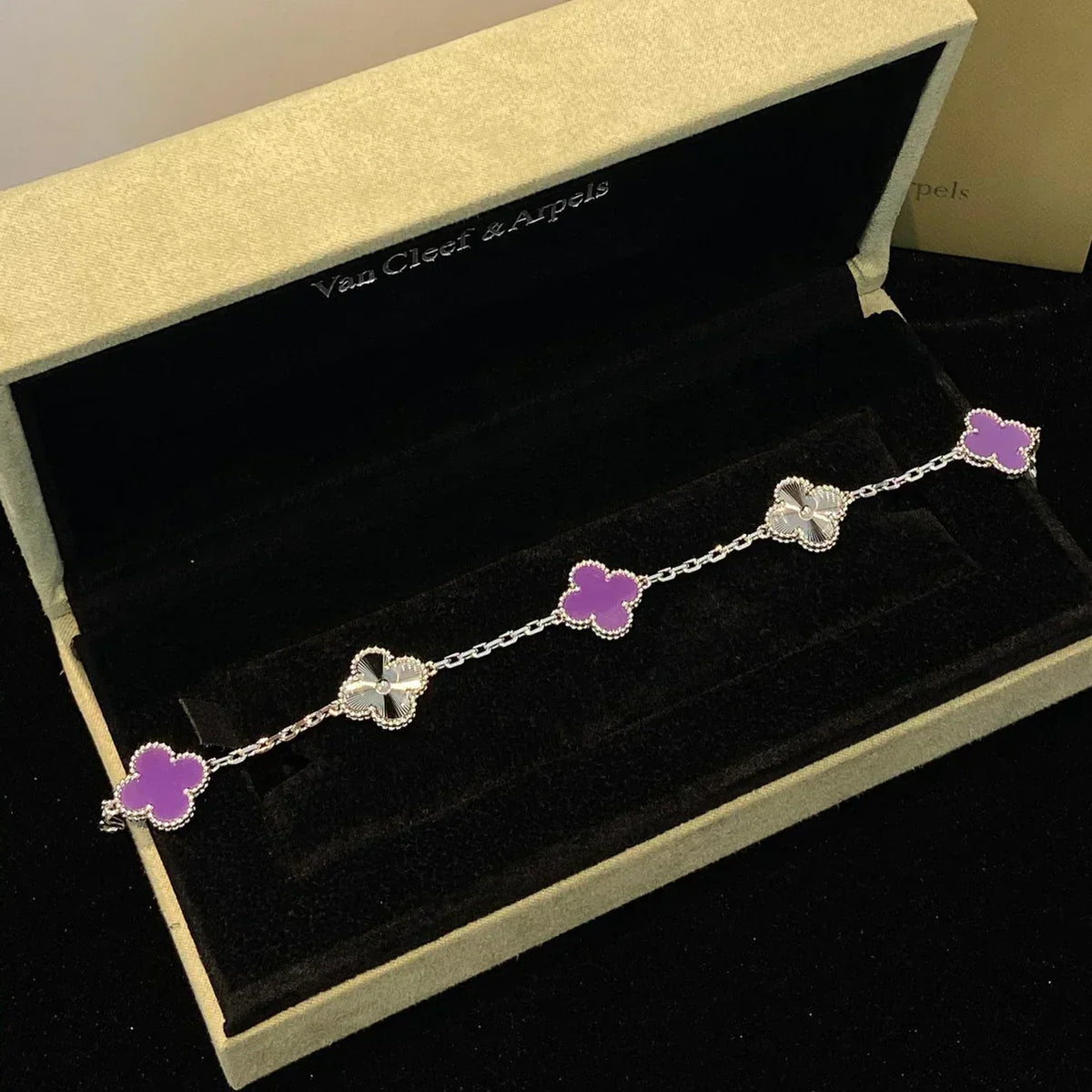 [Amore]LUCKY CLOVER 5-MOTIF BRACELET - VIOLET COLLECTION