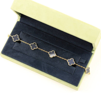 [Amore]LUCKY CLOVER 5-MOTIF BRACELET - BLACK OXNY COLLECTION