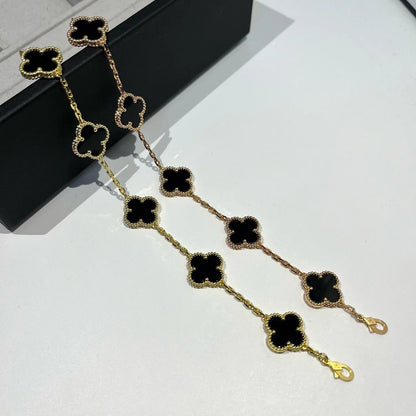 [Amore]LUCKY CLOVER 5-MOTIF BRACELET - BLACK OXNY COLLECTION