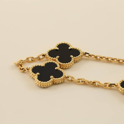 [Amore]LUCKY CLOVER 5-MOTIF BRACELET - BLACK OXNY COLLECTION