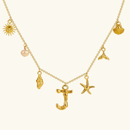 [Amore]Avaria Ocean Initial Necklace