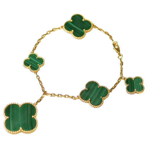 [Amore]MAGIC CLOVER MALACHITE GOLD BRACELET 5 MOTIFS