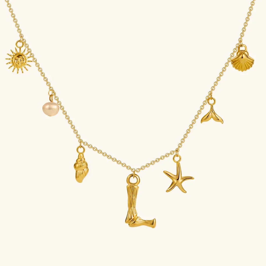 [Amore]Avaria Ocean Initial Necklace