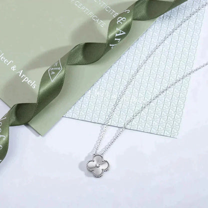 [Amore]CLOVER  15MM DIAMOND LASER NECKLACE SILVER
