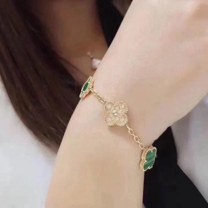 [Amore]LUCKY CLOVER 5-MOTIF BRACELET - MALACHITE COLLECTION