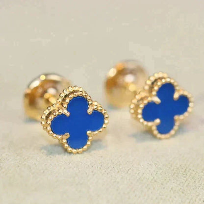 [Amore]CLOVER MINI 9.5MM BLUE AGATE EARRINGS