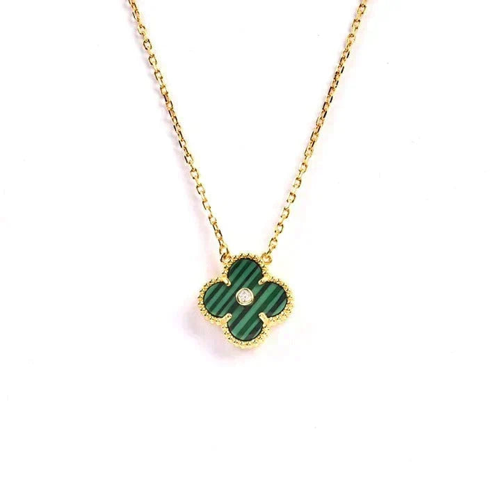 [Amore]CLOVER 15MM DIAMOND TURQUOISE NECKLACE
