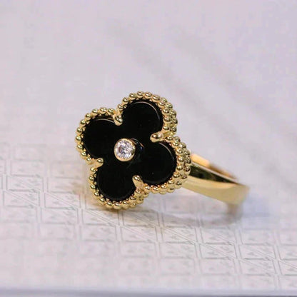 [Amore]CLOVER ONYX RING GOLD DIAMOND