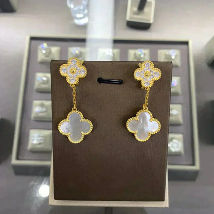 [Amore]CLOVER  2 MOTIFS  DIAMOND  EARRINGS (MULTIPLE CHOICESç´