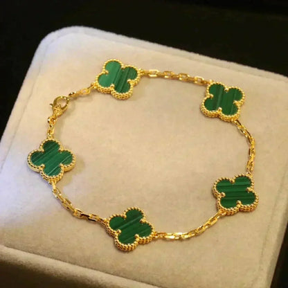 [Amore]LUCKY CLOVER 5-MOTIF BRACELET - MALACHITE COLLECTION