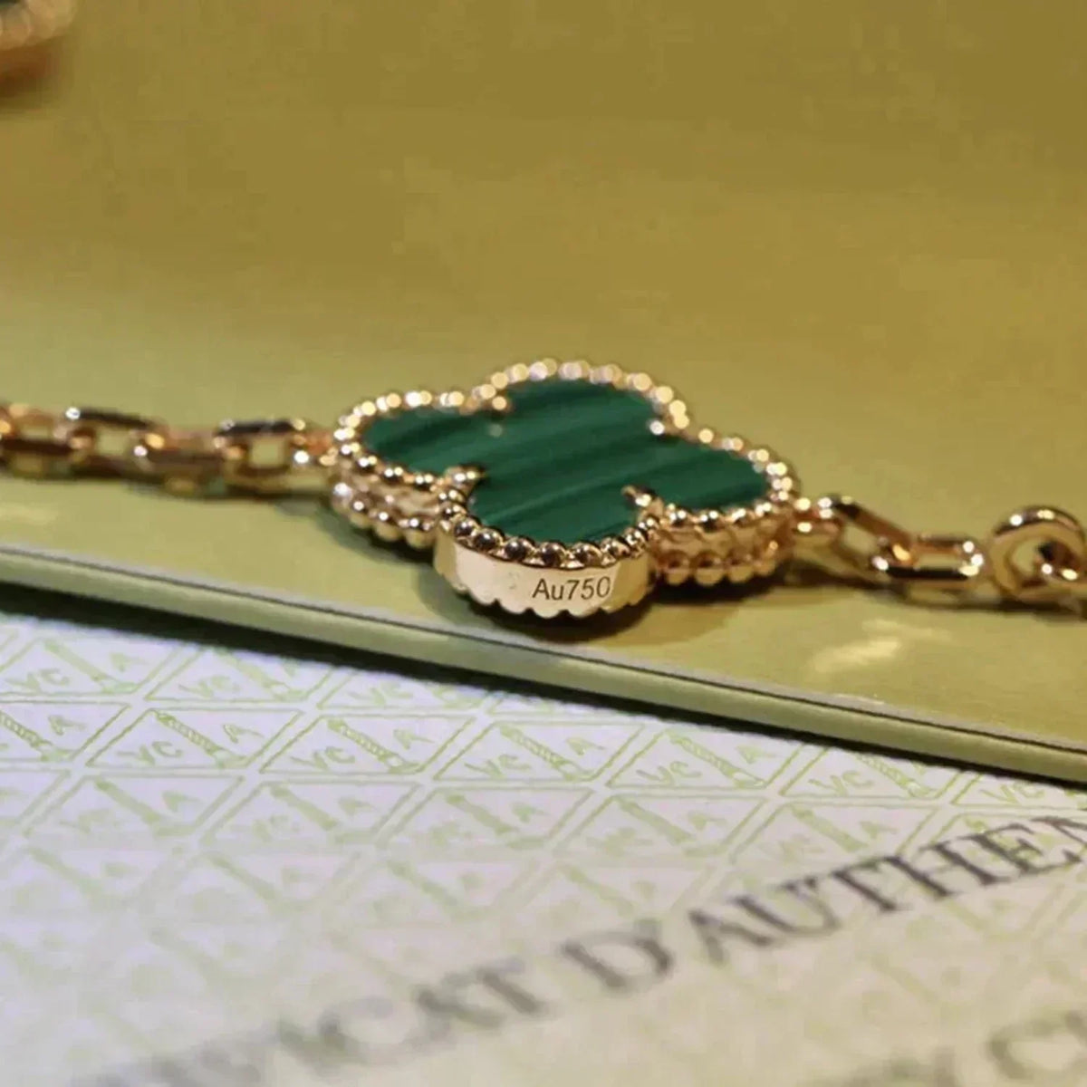 [Amore]LUCKY CLOVER 5-MOTIF BRACELET - MALACHITE COLLECTION