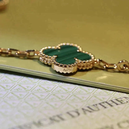 [Amore]LUCKY CLOVER 5-MOTIF BRACELET - MALACHITE COLLECTION