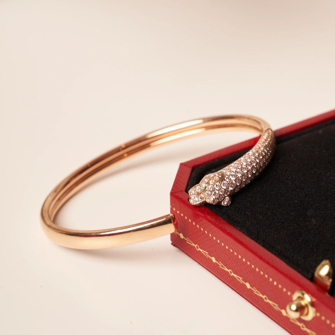 [Amore]PANTHERE ROSE GOLD DIAMOND OPEN BRACELET