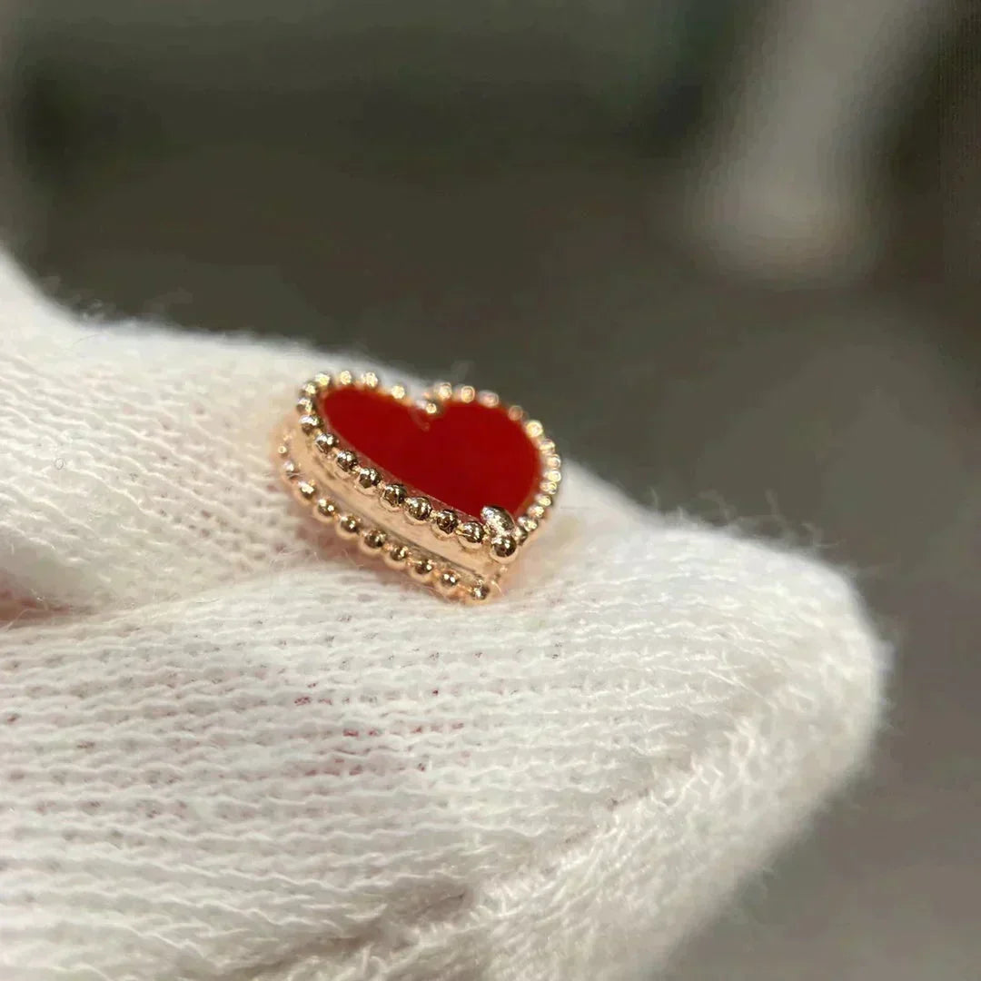 [Amore]HEART CARNELIAN STUD EARRINGS