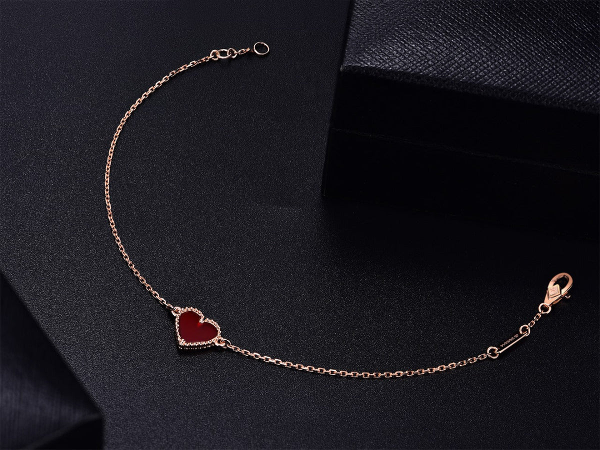 [Amore]HEART CARNELIAN PINK GOLD BRACELET