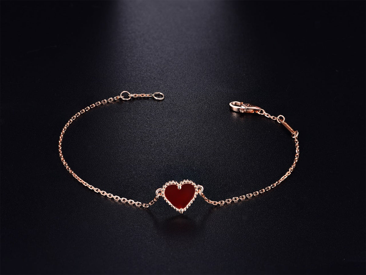[Amore]HEART CARNELIAN PINK GOLD BRACELET