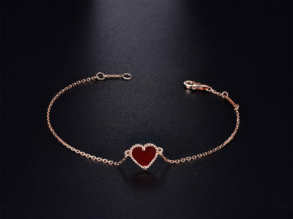 [Amore]HEART CARNELIAN PINK GOLD BRACELET