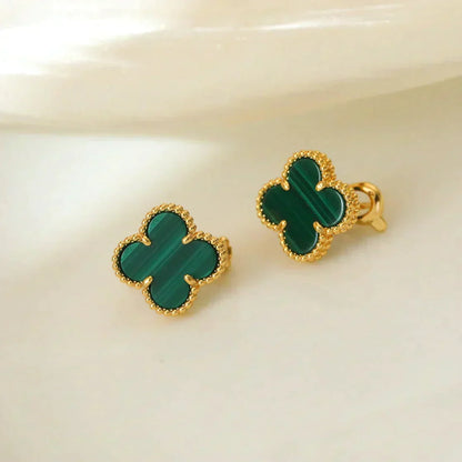 [Amore]CLOVER MEDIUM 1 MOTIFS MALACHITE  EARRINGS