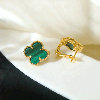 [Amore]CLOVER MEDIUM 1 MOTIFS MALACHITE  EARRINGS
