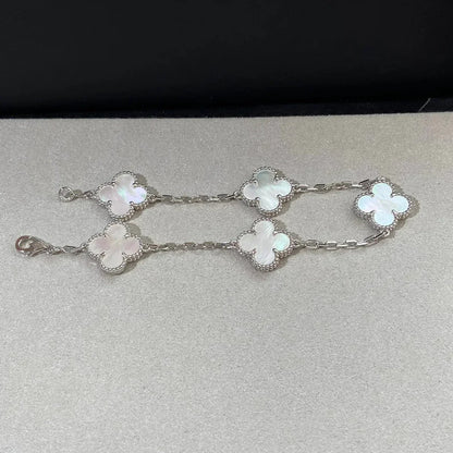 [Amore]LUCKY CLOVER 5-MOTIF BRACELET - WHITE MOTHER-OF-PEARL COLLECTION