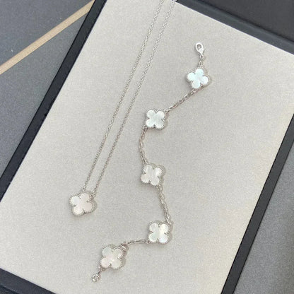[Amore]LUCKY CLOVER 5-MOTIF BRACELET - WHITE MOTHER-OF-PEARL COLLECTION