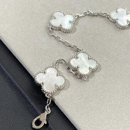 [Amore]LUCKY CLOVER 5-MOTIF BRACELET - WHITE MOTHER-OF-PEARL COLLECTION