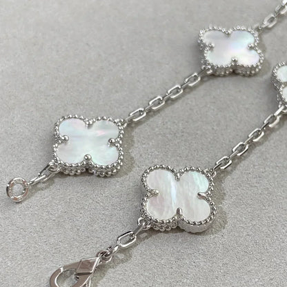 [Amore]LUCKY CLOVER 5-MOTIF BRACELET - WHITE MOTHER-OF-PEARL COLLECTION