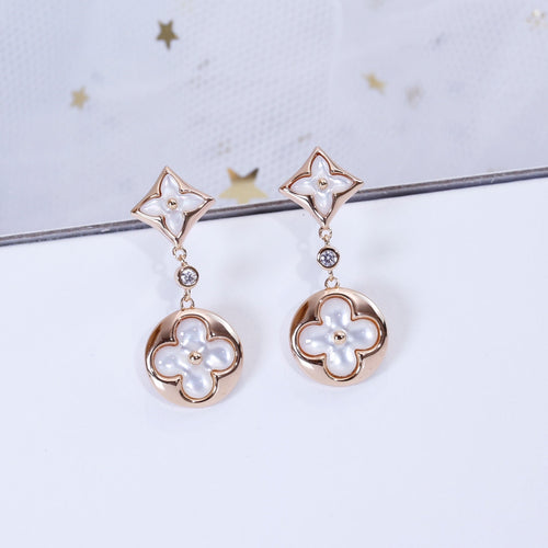 [Amore]STAR AND SUN PINK GOLD MOP DROP EARRINGS