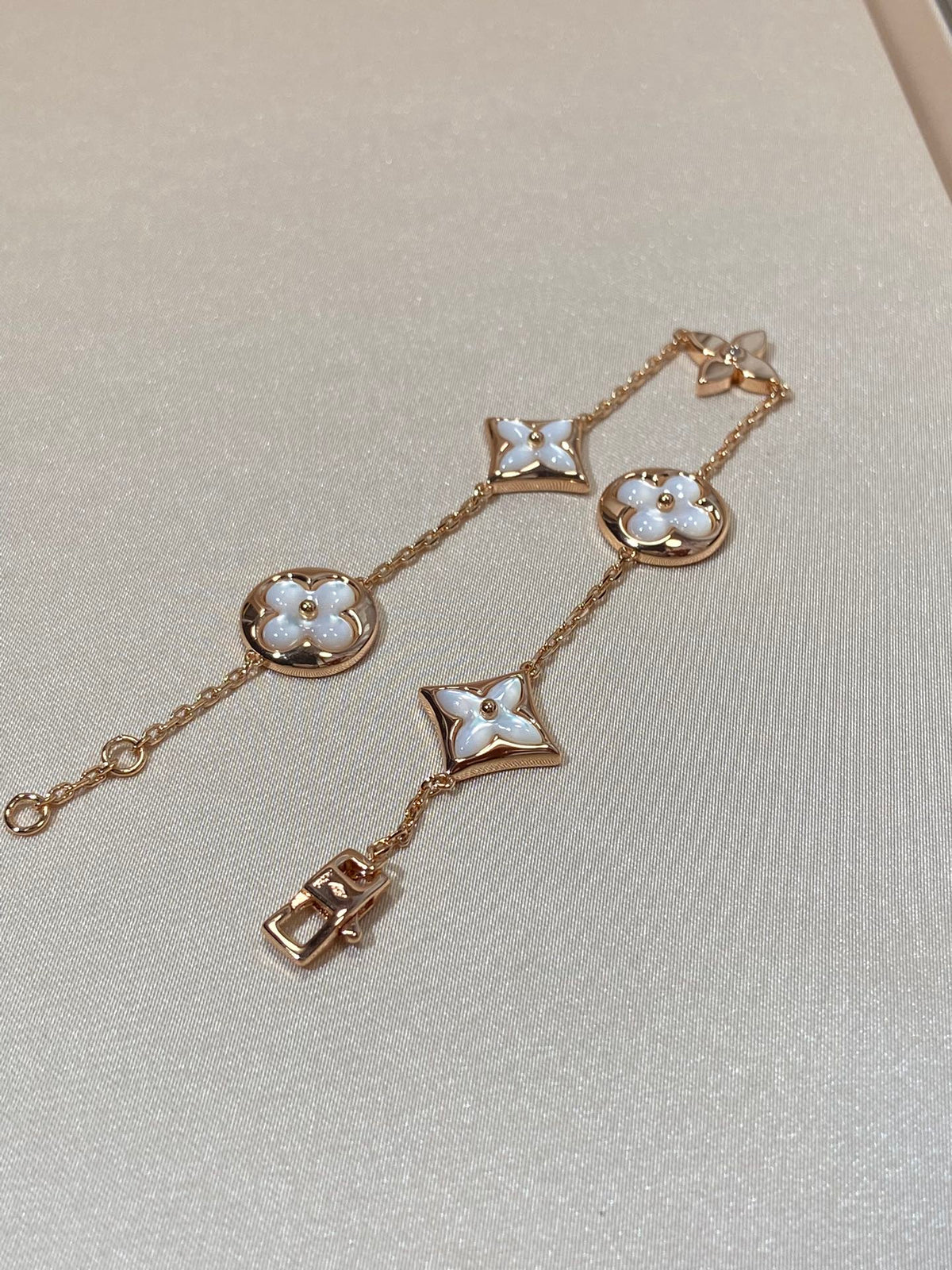 [Amore]STAR AND SUN 5 MOTIF MOP PINK GOLD BRACELET