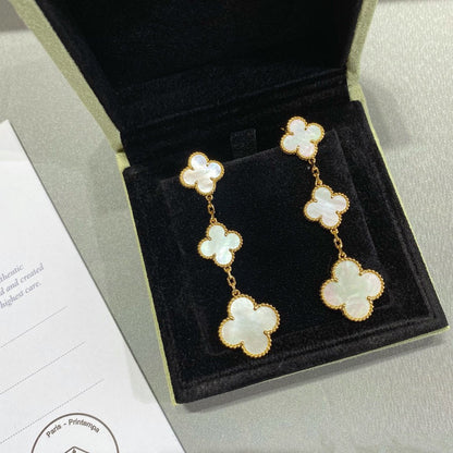 [Amore]CLOVER MOP 3 MOTIFS GOLD EARRINGS