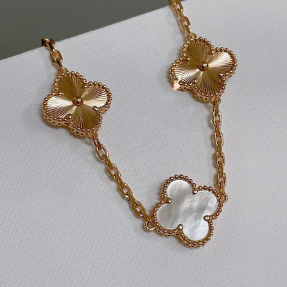 [Amore]LUCKY CLOVER 5-MOTIF BRACELET - WHITE MOTHER-OF-PEARL COLLECTION
