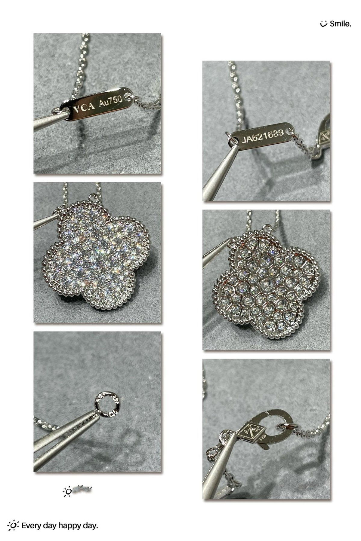 [Amore]CLOVER 25MM LARGE PENDANT DIAMOND PAVED SILVER NECKLACE