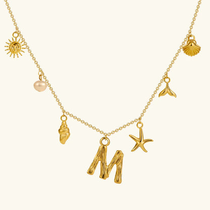 [Amore]Avaria Ocean Initial Necklace