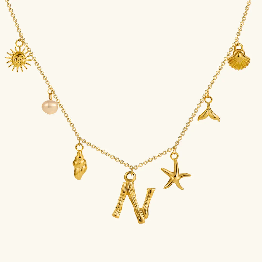[Amore]Avaria Ocean Initial Necklace