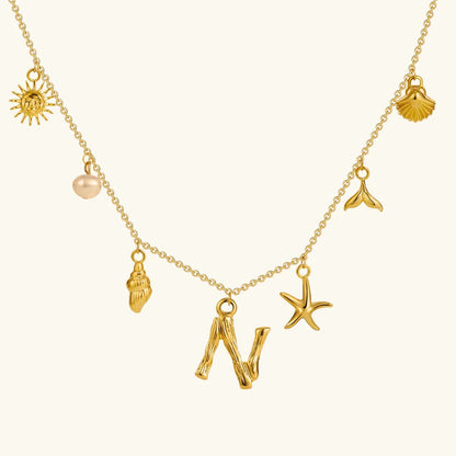 [Amore]Avaria Ocean Initial Necklace