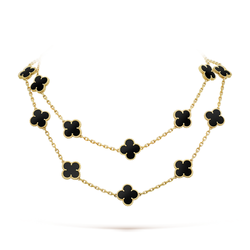 [Amore]CLOVER 20 MOTIFS ONYX NECKLACE