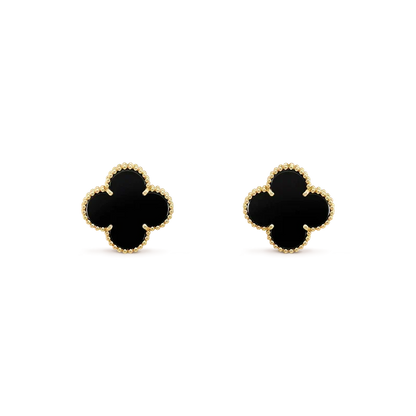 [Amore]CLOVER MEDIUM 1 MOTIFS  ONYX STUD EARRINGS