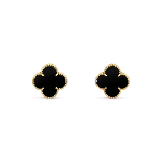 [Amore]CLOVER MEDIUM 1 MOTIFS  ONYX STUD EARRINGS