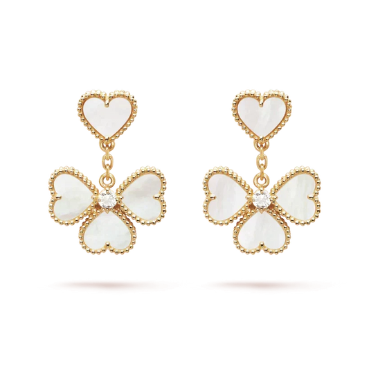 [Amore]CLOVER SWEET WHITE MOP EARRINGS