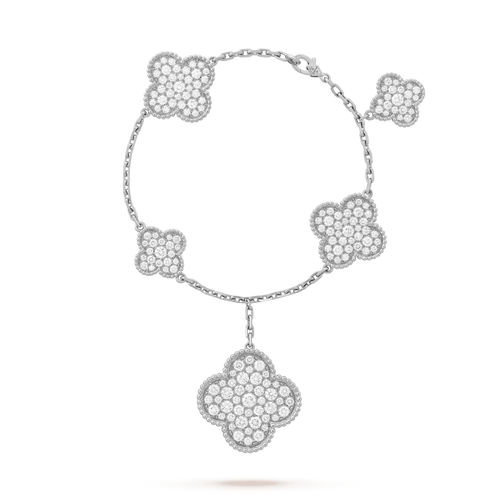 [Amore]CLOVER 6 MOTIFS SILVER DIAMOND BRACELET