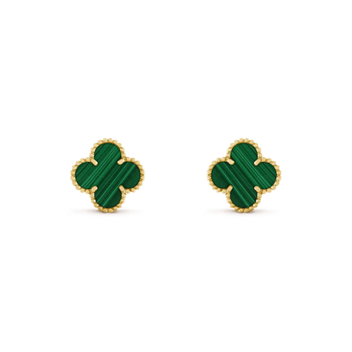 [Amore]CLOVER MEDIUM 1 MOTIFS MALACHITE  EARRINGS