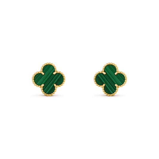 [Amore]CLOVER MEDIUM 1 MOTIFS MALACHITE  EARRINGS