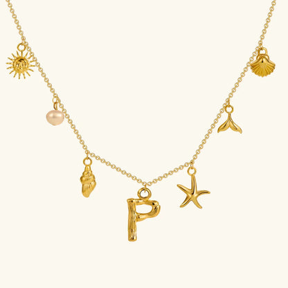[Amore]Avaria Ocean Initial Necklace