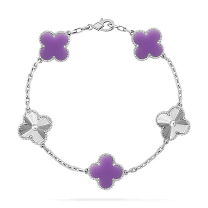 [Amore]LUCKY CLOVER 5-MOTIF BRACELET - LAVENDER COLLECTION
