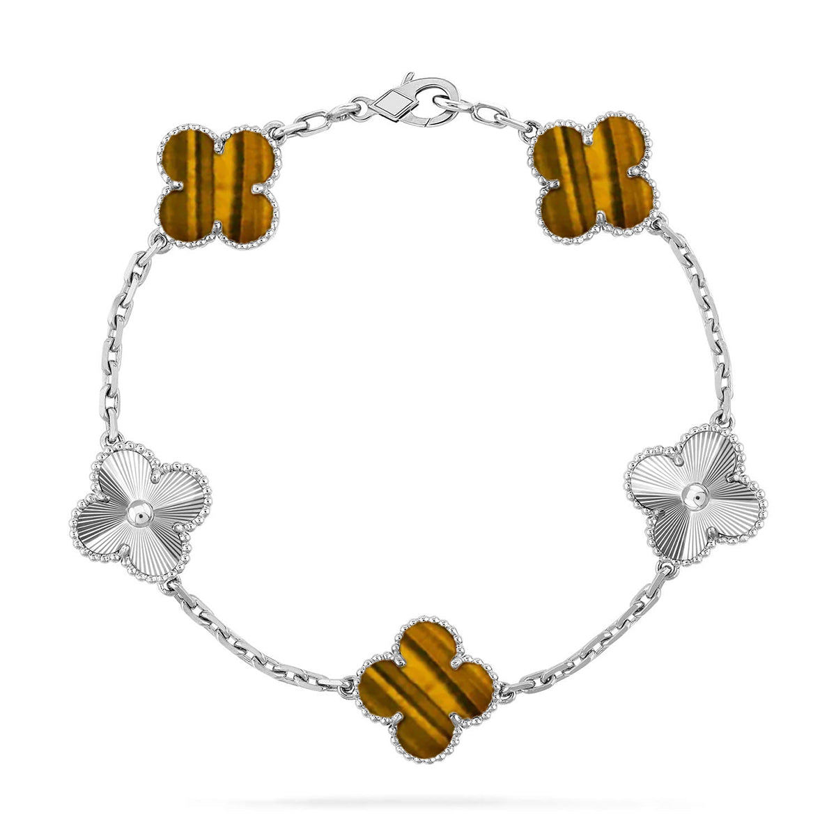 [Amore]LUCKY CLOVER 5-MOTIF BRACELET -  TIGER’S EYE COLLECTION