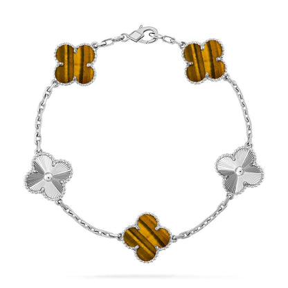 [Amore]LUCKY CLOVER 5-MOTIF BRACELET -  TIGER’S EYE COLLECTION