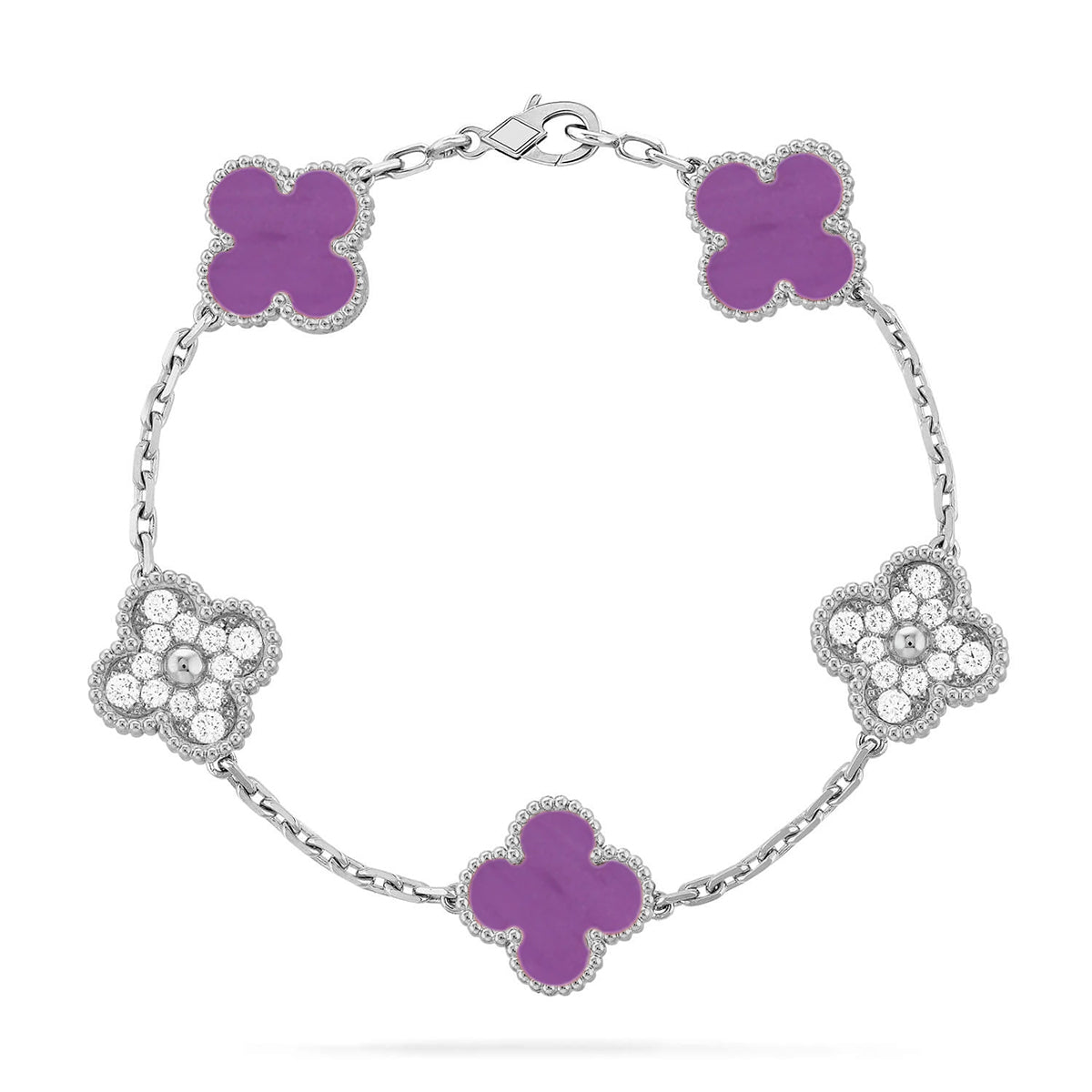 [Amore]LUCKY CLOVER 5-MOTIF BRACELET - VIOLET COLLECTION