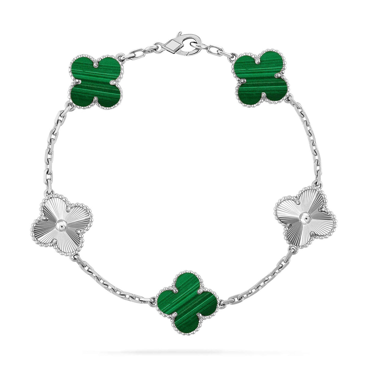 [Amore]LUCKY CLOVER 5-MOTIF BRACELET - MALACHITE COLLECTION