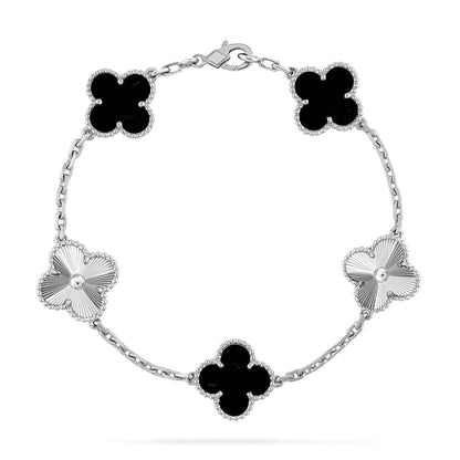 [Amore]LUCKY CLOVER 5-MOTIF BRACELET - BLACK OXNY COLLECTION