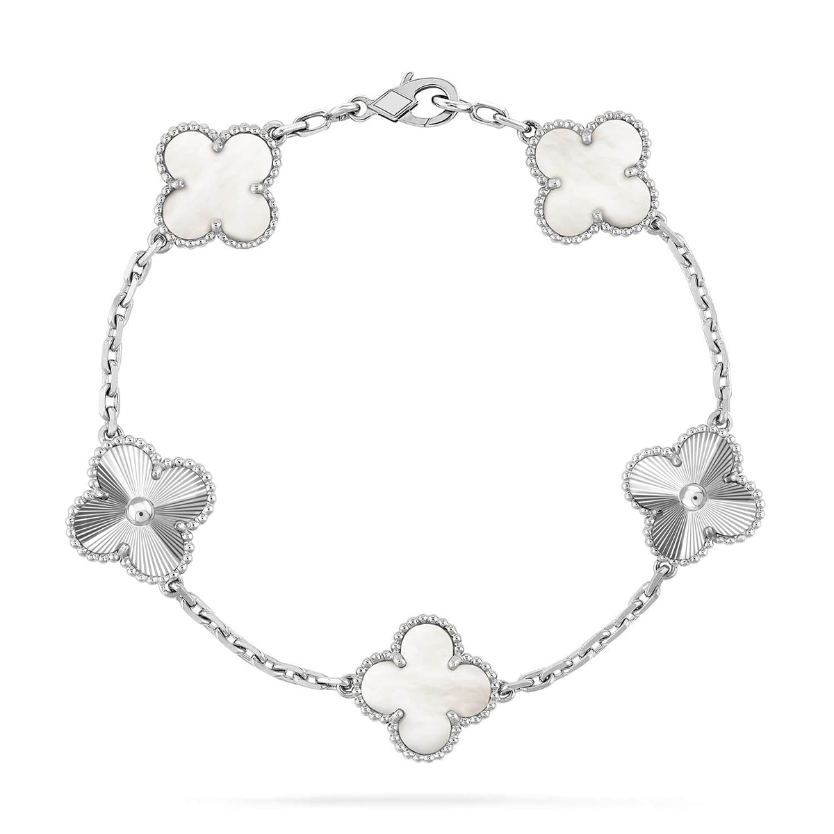 [Amore]LUCKY CLOVER 5-MOTIF BRACELET - WHITE MOTHER-OF-PEARL COLLECTION